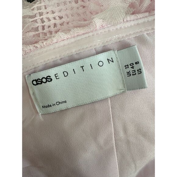 ASOS Edition Off Shoulder Sugar Pink Crop Top Textured Mesh size US 8 - Picture 5 of 8